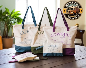 Custom Cowgirl Bachelorette Tote Bag, Western Party Tote, Bridal Squad Gift Bag, Girls Trip Tote