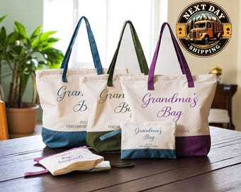 Grandma's Bag of Very Important Things Canvas Tote Bag, Funny Grandma Gift Tote, Grandmother Essentials Bag, Family Gift Tote