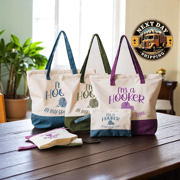 Crochet Tote Bag, Funny Hooker Tote Bag for Crochet Lovers, Yarn Addict Gift, Craft Humor Bag, Crochet Life Accessory, Gift for Makers
