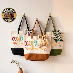 Custom Occupational Therapy Canvas Tote Bag, OT Work Tote, Therapist Gift Bag, Rehab Team Essentials Tote