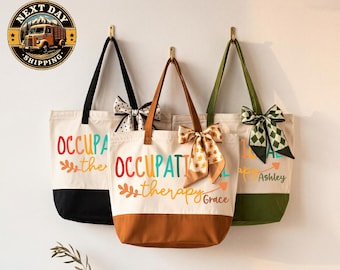Custom Occupational Therapy Canvas Tote Bag, OT Work Tote, Therapist Gift Bag, Rehab Team Essentials Tote