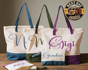 Custom Grandma Tote Bag, Personalized Gigi Mama Nana Gift, Mother Tote, Everyday Grandma Canvas Bag, Gift for Grandma