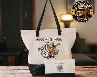 Personalized Mental Health Tote Bag, Therapist Gift, Counseling Professional Bag, Psychologist Work Tote