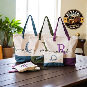 Monogrammed Canvas Tote Bag: Personalized Name Gift