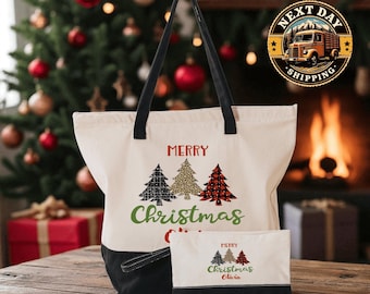 Custom Vintage Christmas Tote Bag, Personalized Retro Holiday Gift, Christmas Market Bag, Festive Shopping Tote