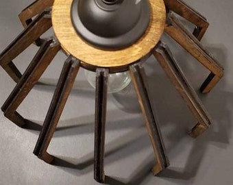 Hand made wooden pendant light