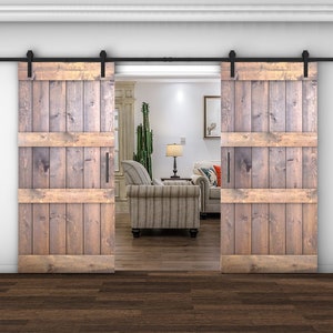 Customizable Solid Wood Double Barn Door With Hardware Kit Made-In-USA (DIY)