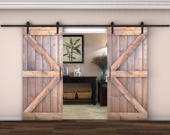 Customizable Solid Wood Double Barn Door With Hardware Kit Made-In-USA (DIY)