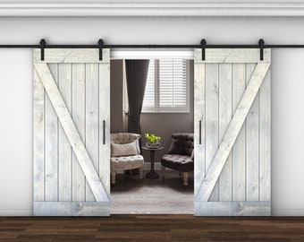 Customizable Solid Wood Double Barn Door With Hardware Kit Made-In-USA (DIY)