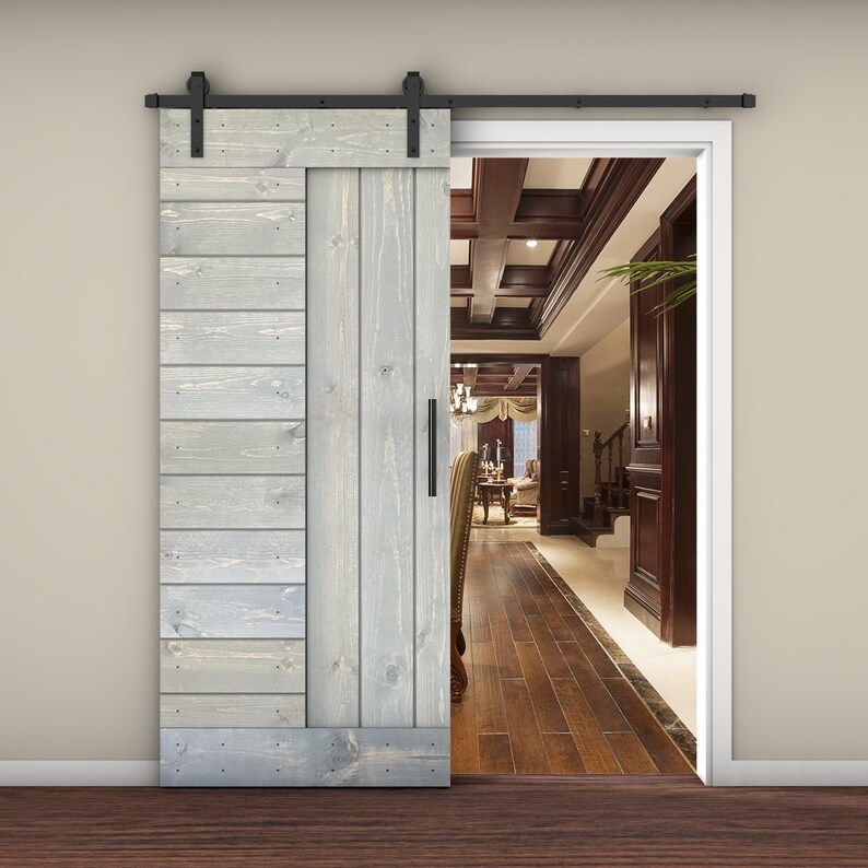 Customizable Solid Wood Barn Door With Hardware Kit Etsy