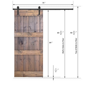 ESSENCALIY Customizable Solid Wood Barn Door With Hardware Kit Made-In-USA DIY 36"X84"H inches