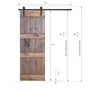 ESSENCALIY Customizable Solid Wood Barn Door With Hardware Kit Made-In-USA DIY 30"X84"H inches