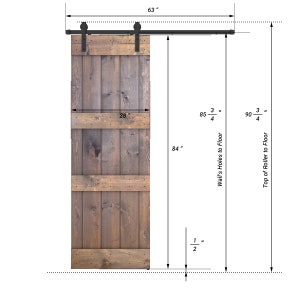 ESSENCALIY Customizable Solid Wood Barn Door With Hardware Kit Made-In-USA DIY 28"X84"H inches