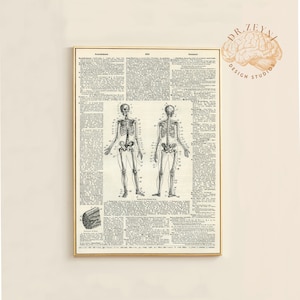 Vintage Medical Dictionary Page and Skeletal  Anatomy / Bones - PRINTABLE - Wall Art Medical Science Posters 3 - Instant Download Jpeg