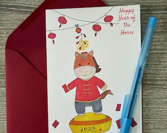 Year of the Horse Card - Lunar New Year Card Set - Chinese New Year Tet - Happy New Year