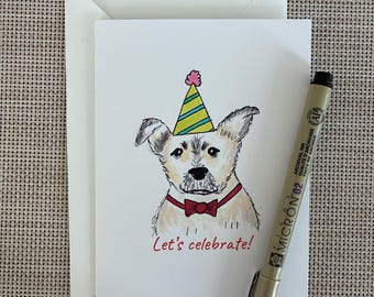 Let’s Celebrate Dog Card - Cute Dog Card