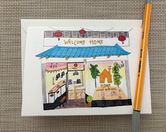 Home Coffee Roasters San Francisco; Storefont cafe card; Greetings from San Francisco