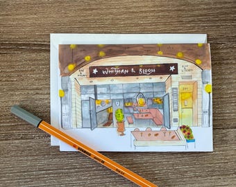 Whitman and Bloom New York; NYC Storefont cafe card; Greetings from New York City