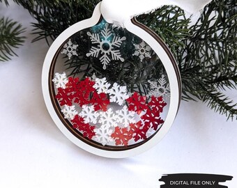 Shaker Ornament SVG, Snowflake Ornament SVG, Layered Ornament SVG, Snowflake svg, Acrylic Ornament svg, 2024 svg, Glowforge Ornament File