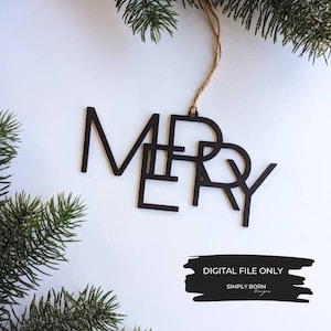Merry Ornament SVG, 2023 Ornament SVG, 2023 Christmas SVG, Laser Cut Ornament Files, Glowforge Ornament File, Ornament Digital Download
