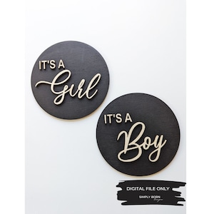 Digitaal bestand, het is een meisje SVG, het is een jongen SVG, baby aankondiging SVG, geslacht onthullen SVG, laser gesneden bestand, digitale download, Glowforge klaar