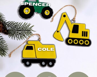 Construction Ornament Bundle SVG, Construction SVG, Tractor Digital File, Vehicle Ornament Bundle SVG