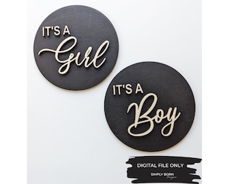 Fichier numérique, c'est une fille SVG, c'est un garçon SVG, faire-part de bébé SVG, svg de révélation de sexe, fichier découpé au laser, téléchargement numérique, prêt pour Glowforge