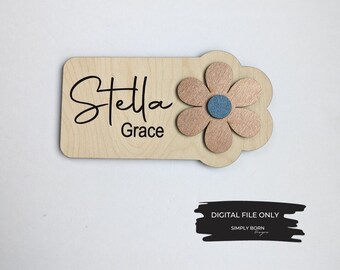 SVG, nom de fleur SVG, nom de fleur, nom de chambre fille SVG, faire-part de bébé fille numérique, faire-part de naissance svg, Glowforge ready