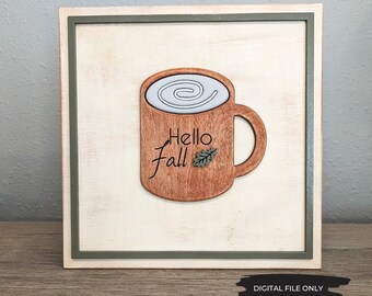 Svg Hello Fall, tasse à café automne SVG, svg Fall Vibes, svg citrouille épicée, svg coco chaud, tasse automne svg, svg décoration automne, svg décoration automne, feuille