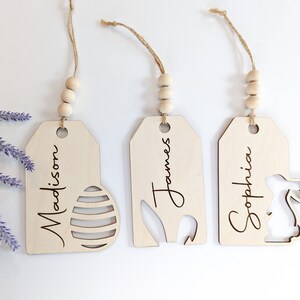 Personalized Easter Basket Tag, Easter Bunny Tag, Wooden Easter Tag, Engraved Easter Tag, Egg Name Tag, Easter Decor, Spring Home Decor