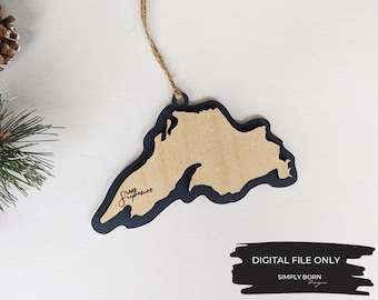 Lake Superior Ornament SVG, Lake Superior SVG, Laser Cut Ornament Files, Glowforge Ornament File, Ornament Digital Download, Lake Ornament