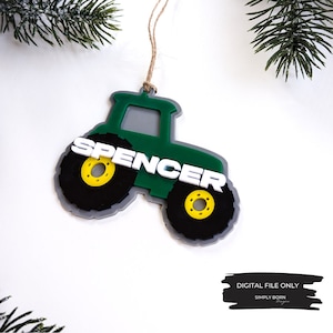 Tractor svg, Tractor Ornament svg, Vehicle Ornament svg, Farm Ornament svg, Boy Ornament svg, Acrylic Ornament SVG, Personalized Ornament