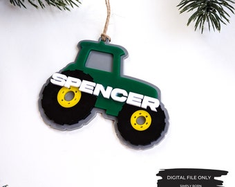 Tracteur svg, svg ornement de tracteur, véhicule ornement svg, svg ferme ornement, garçon ornement svg, ornement acrylique SVG, ornement personnalisé