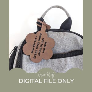 Flower Baggage Tag SVG, Travel Tag SVG, Backpack Tag, Luggage Tag File, Leather Baggage Tag File, Leather Laser Cut Files, Glowforge Ready