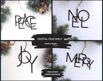 Paquete de adornos SVG, 2023 Adorno SVG, 2023 Navidad SVG, Archivos de adornos cortados con láser, Archivo de adornos Glowforge, Descarga digital de adornos