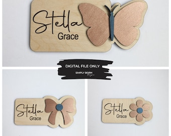 SVG Bundle, Girl Name Sign SVG, Girl Nursery SVG, Girl Room Digital File, Glowforge Ready File, Laser Ready Digital File, Laser Cut Flower