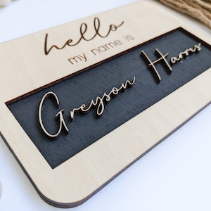 Hospital Name Sign, Hello My Name Is, Baby Name Announcement Sign, Newborn Photo Prop, Birth Announcement Sign, Baby Name Reveal,Name Plaque