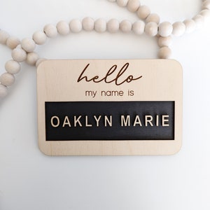Hospital Name Sign, Hello My Name Is Sign, Baby Name Announcement, Newborn Photo Prop, Birth Announcement, Name Reveal, Wooden Name Sign