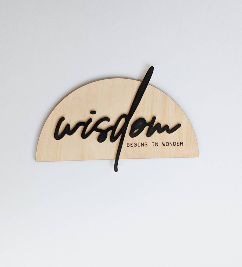 Wisdom In Cursive Wisdom Begins in Wonder Sign, Wall Decor Inspirational Quote, Baby Room ...