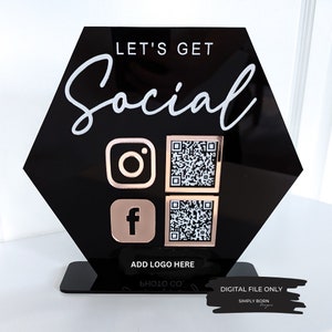 QR-Code Zeichen SVG, Social Media Zeichen SVG, Lets Get Social svg, Social Media Geschäftszeichen, benutzerdefiniertem Geschäftszeichen svg, Scan to Pay svg, Acryl
