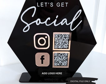 QR Code signe SVG, signe de médias sociaux SVG, permet de socialiser svg, signe d'entreprise de médias sociaux, signe d'entreprise personnalisé svg, svg Scan to Pay, acrylique