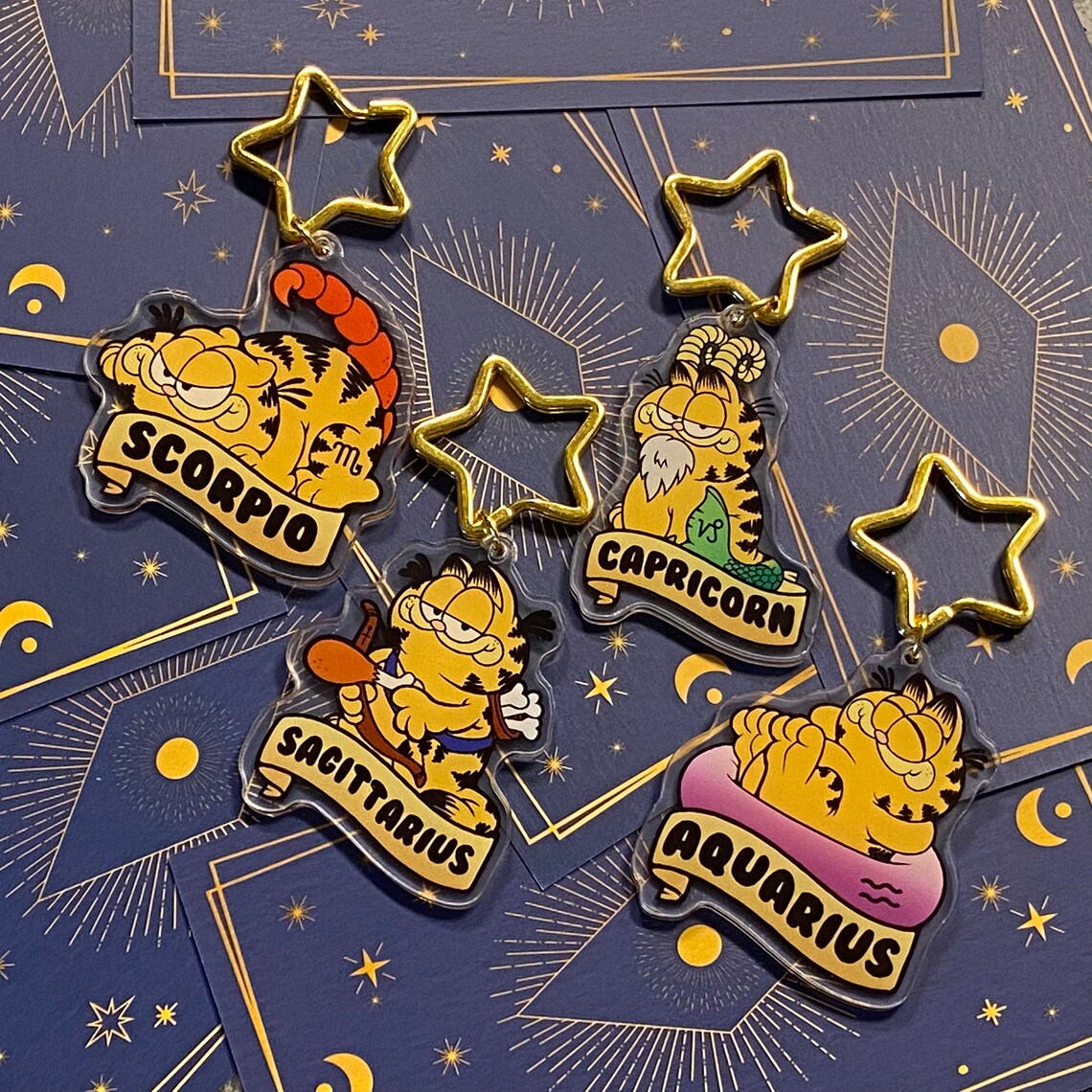 Garfield Zodiac Acrylic Charms Etsy