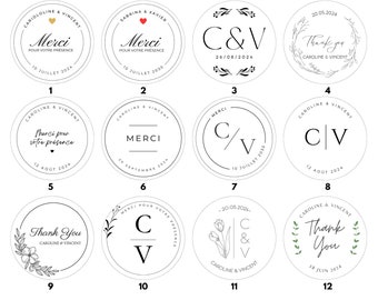 Personalized wedding sticker labels | Wedding stickers, round 40mm | Set of 24 personalized stickers