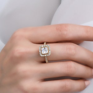 14K Solid Gold Baguette Wedding Ring , Promise Gold Ring for Her, Real Gold Wedding Ring for Women, Baguette Engagement Ring