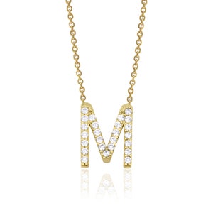 14K Gold Initial Diamond Necklace, Solid Gold Letter Necklace, Rose Gold Monogrammed Necklace, Personalized Name Necklace