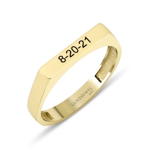 14k Solid Gold Custom Signet Ring, Personalized Pinky Ring, Engravable Gold Ring, Gold Initial Ring, Gift for Girlfriend, Anniversary Gift