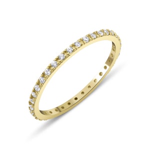 14k Solid Gold CZ Full Eternity Band, Stack Ring For Women, Dainty Wedding Ring, Unique Wedding Ring, Micro Pave Wedding Rose Gold Ring