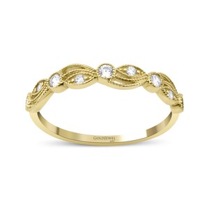 Ivy Diamond 14K Solid Gold Wedding Ring, White Gold Ring, Eternity 14K Rosegold, Bridesmaid Gift, Valentines Day Gift, Mother gift, Handmade