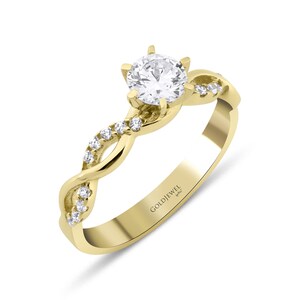 14K Solid Gold Solitaire Ring, Engagement Ring, Promise Ring, Bridal Ring, Yellow Gold Ring, Wedding Jewellery, Bridal Jewelry