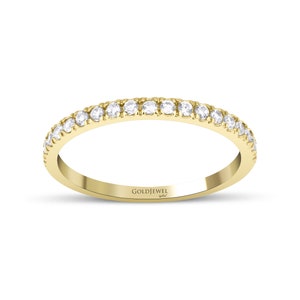 14K Solid Gold Eternity Promise Ring, Dainty Engagement Gold Ring, Eternity Band Gold Ring, Minimalist Promise Ring, Fine Jewelry
